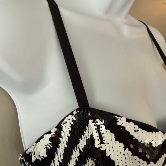 Hutch Syd Jumpsuit Psychedelic Zebra Sequins Party Black White Sz 10 New Years - Picture 15 of 16